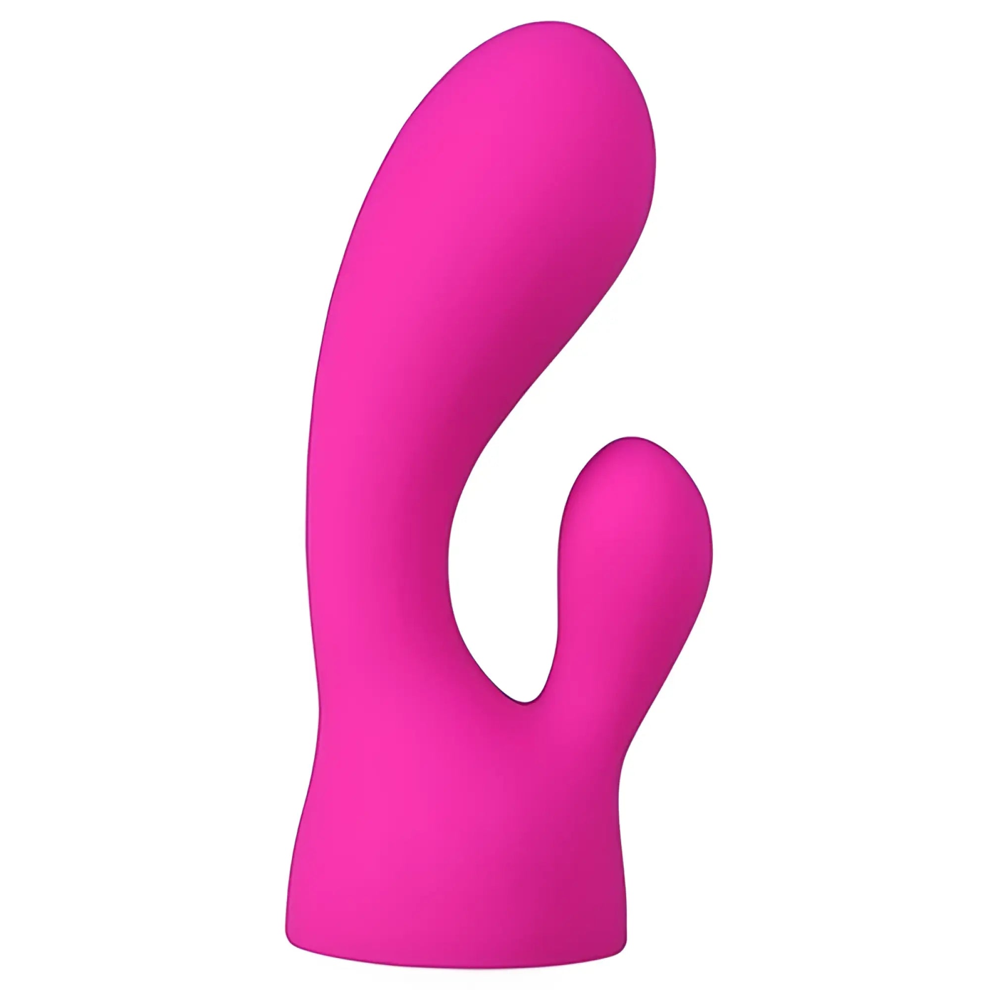 Vibrant pink silicone rabbit-shaped vibrator palmpower palmbliss with smooth rounded design for use with palmpower
