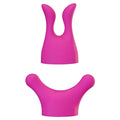 Vibrant pink silicone neck and shoulder massage tool with two ergonomic shapes from PalmPower PalmBody Massager Heads