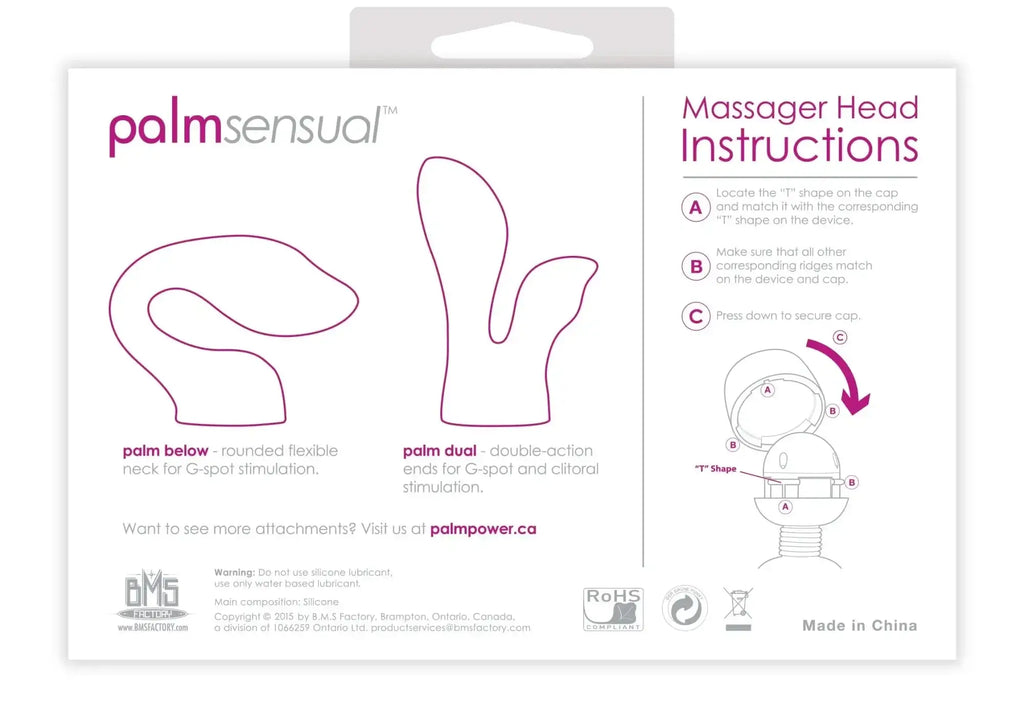 Palmpower palmsensual massager heads pink silicone with rounded flexible palm and dual-action palm for spot stimulation