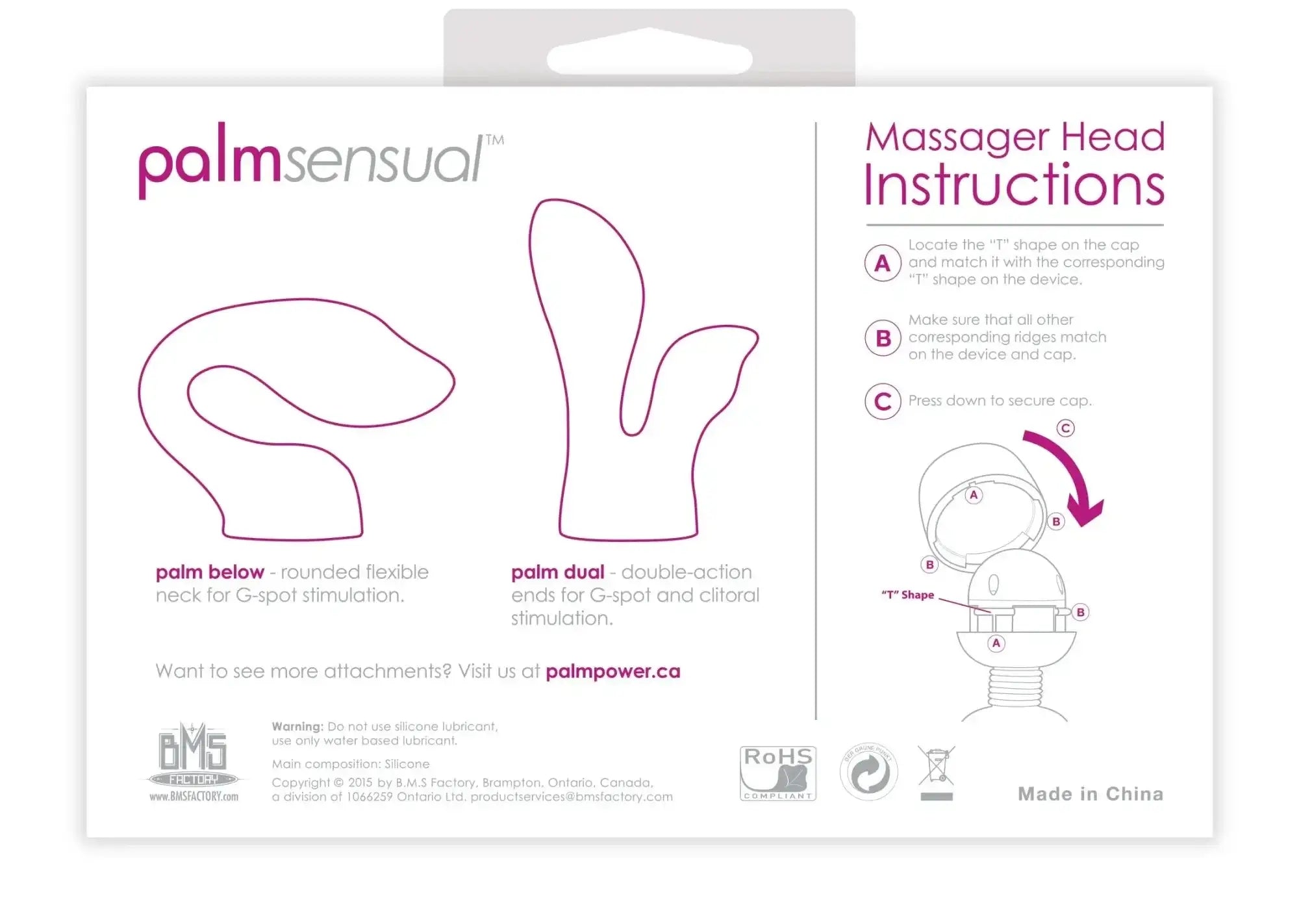 Palmpower palmsensual massager heads pink silicone with rounded flexible palm and dual-action palm for spot stimulation