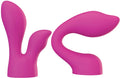 Vibrant pink silicone dual-ended PalmPower PalmSensual massager heads with smooth ergonomic curves for adult use