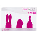Bright pink silicone massage heads in a 3 pc set for PalmPower PalmPower Pocket extended device use