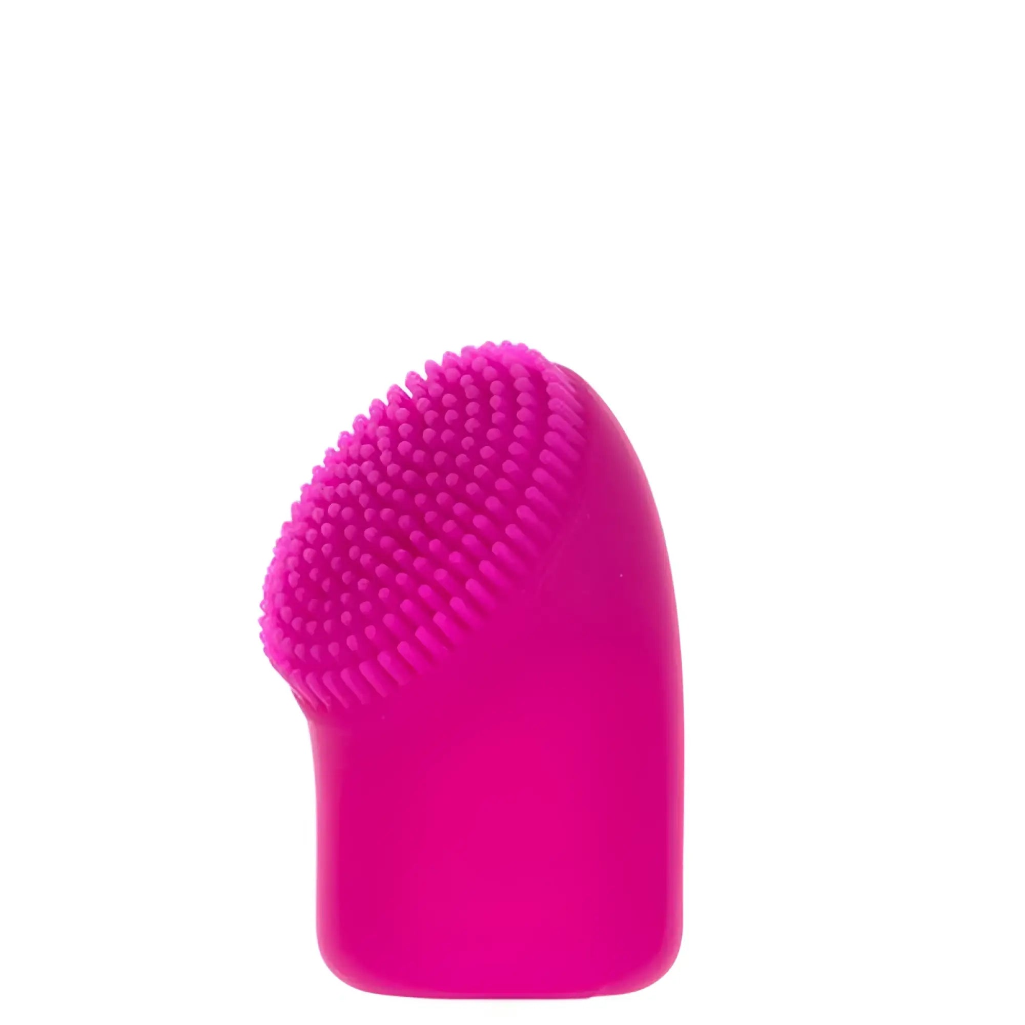 Bright pink silicone finger brush with soft rounded bristles from palmpower pocket extended silicone massage heads 3 pc set