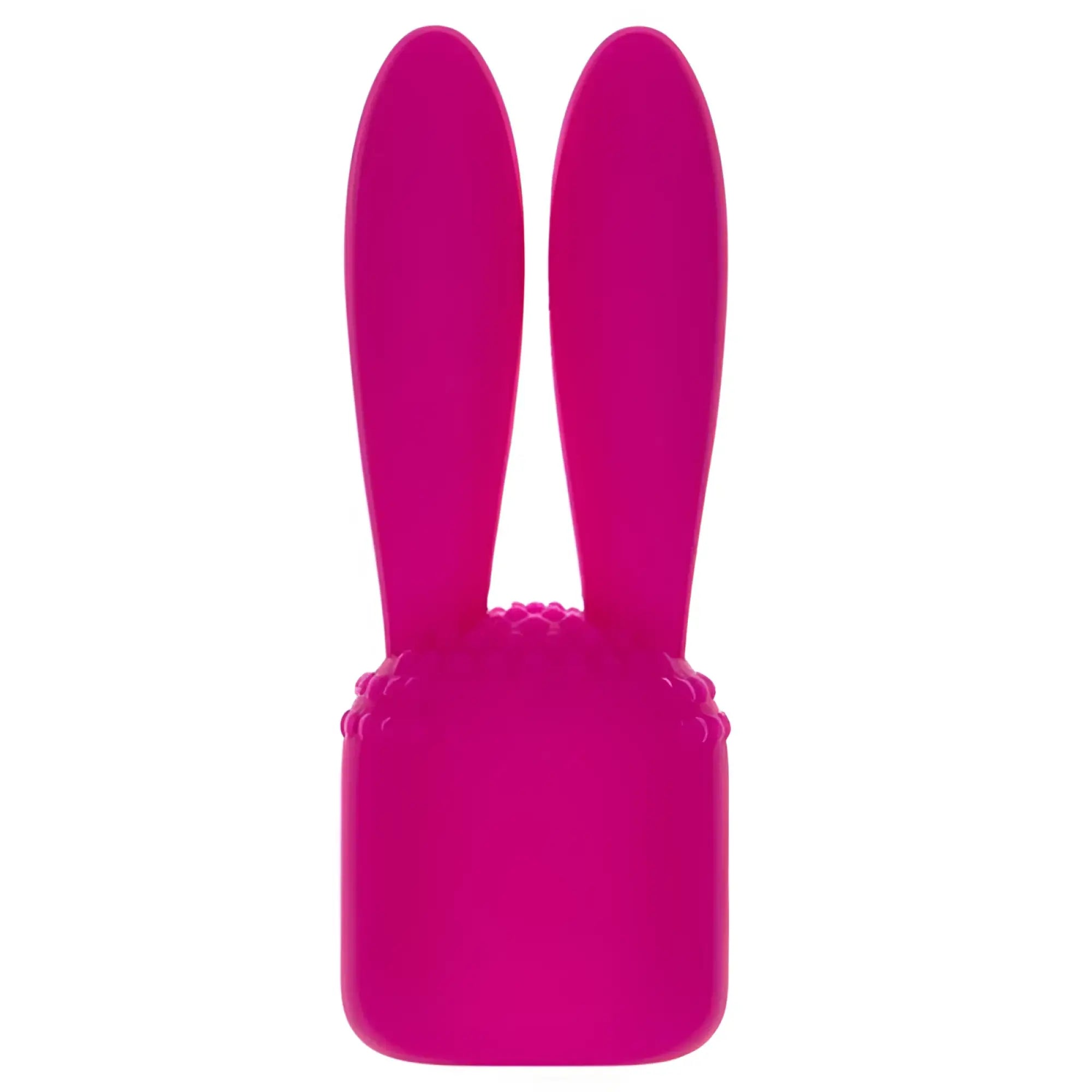Vibrant pink silicone rabbit-shaped vibrator with textured bumpy surface from palmPower pocket extended massage heads set