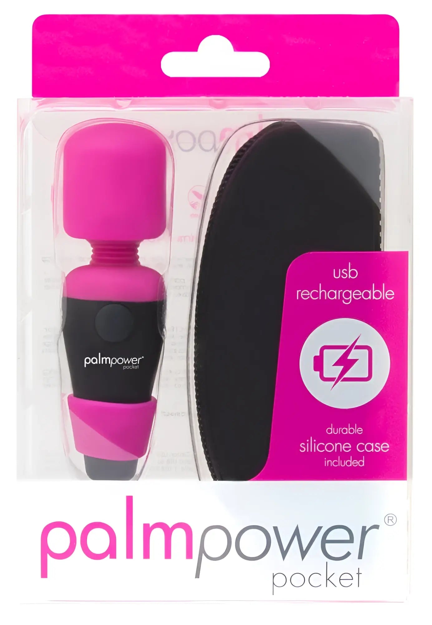 Pink and black palmpower pocket usb rechargeable vibrator with durable silicone case for discreet massage use