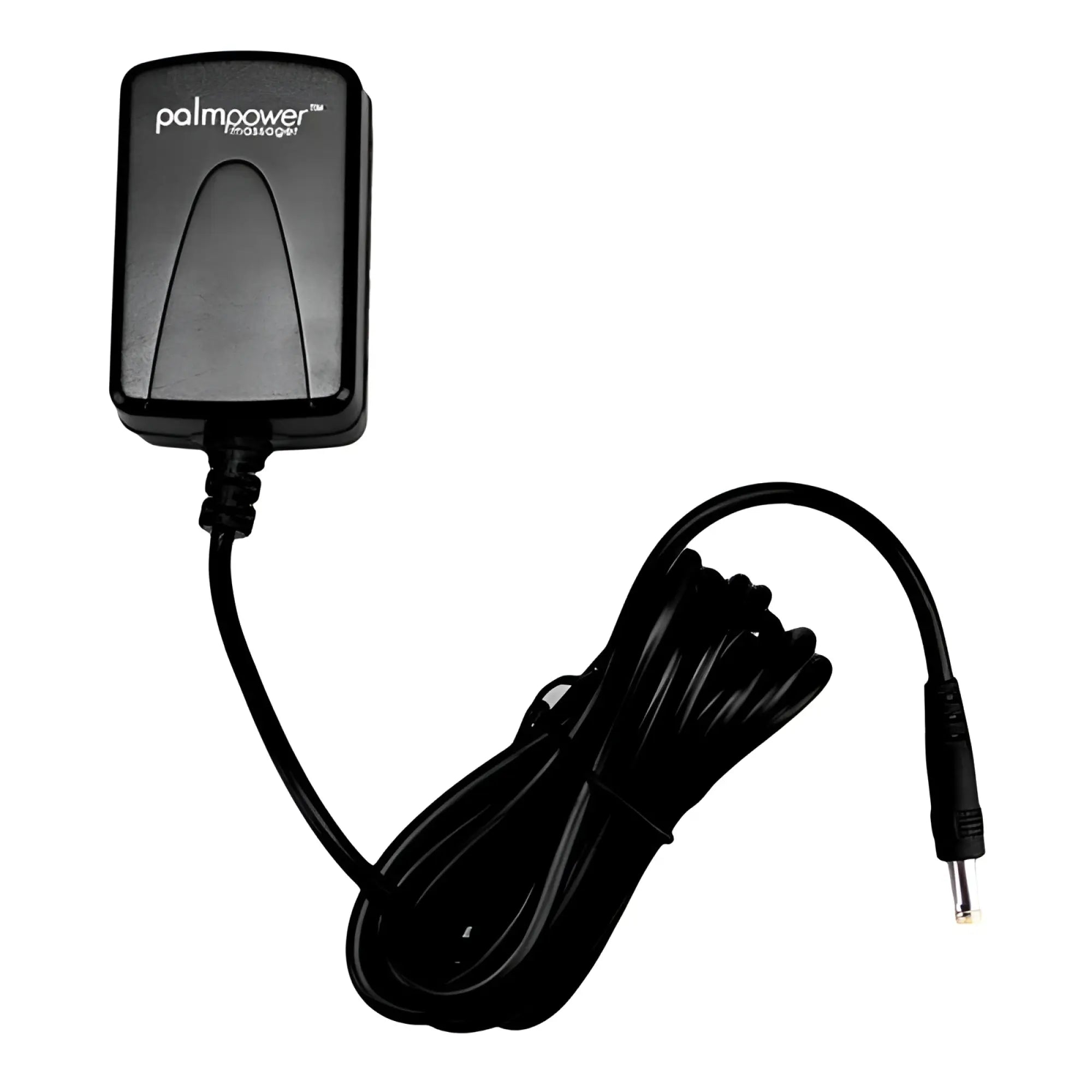 Black palmpower replacement power cord with coiled cable and cylindrical connector for multi-region adapter