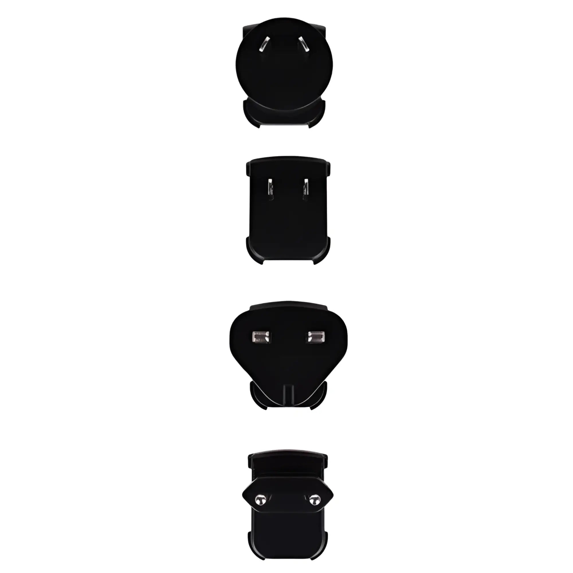 Set of four black palmpower replacement power cord multi-region travel adapters with different plug configurations