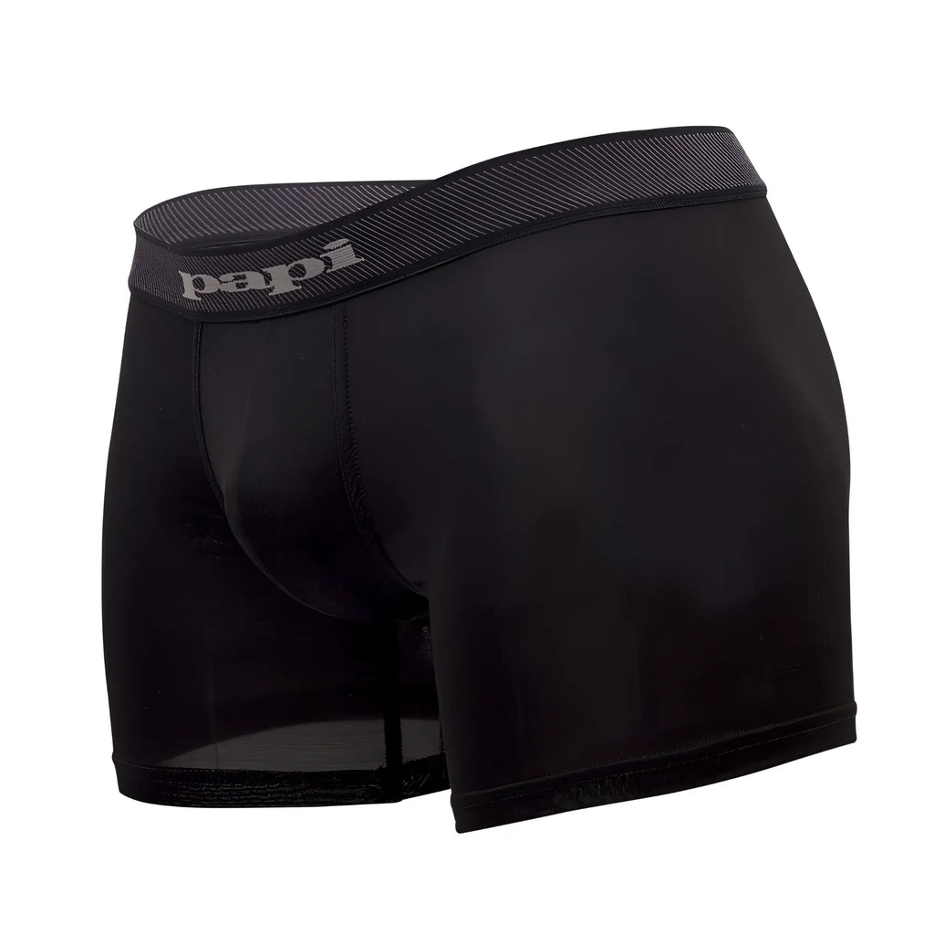 Black and gray papi boxer briefs with textured waistband and silver papi logo in cool2 2pk solid style
