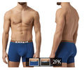 Blue papi microflex brazilian boxer briefs with brown waistband and white papi logo in blue and black colorway