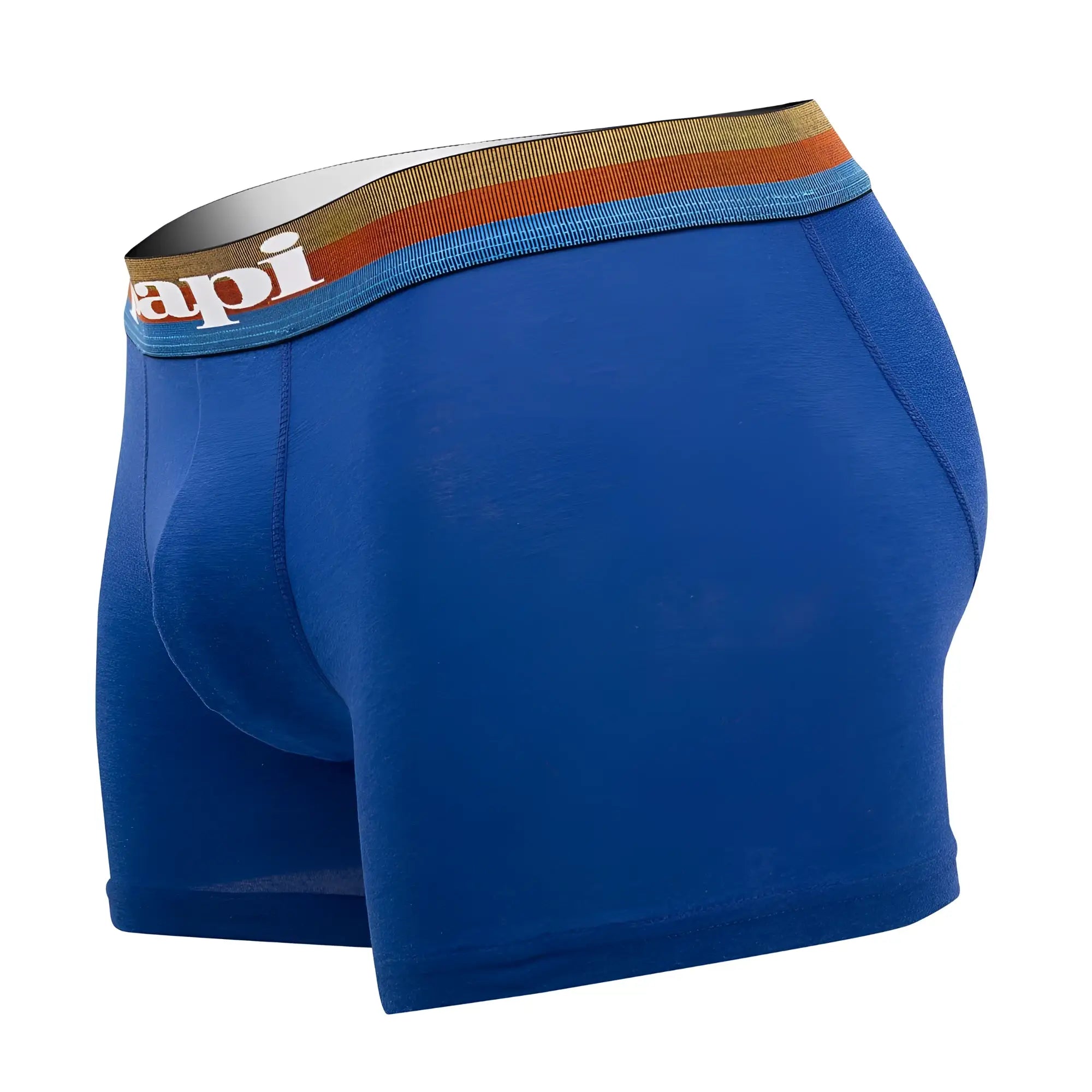 Blue papi umpa088 microflex brazilian boxer briefs with striped elastic waistband and api logo in white