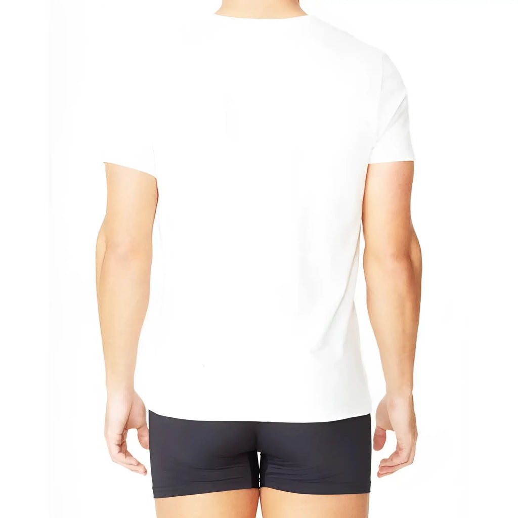 White crew-neck t-shirt by parker & max made of soft cotton fabric for comfortable casual wear