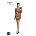 Passion lingerie body dress bs093 black one size black fishnet bodysuit with sheer mesh texture and long sleeves