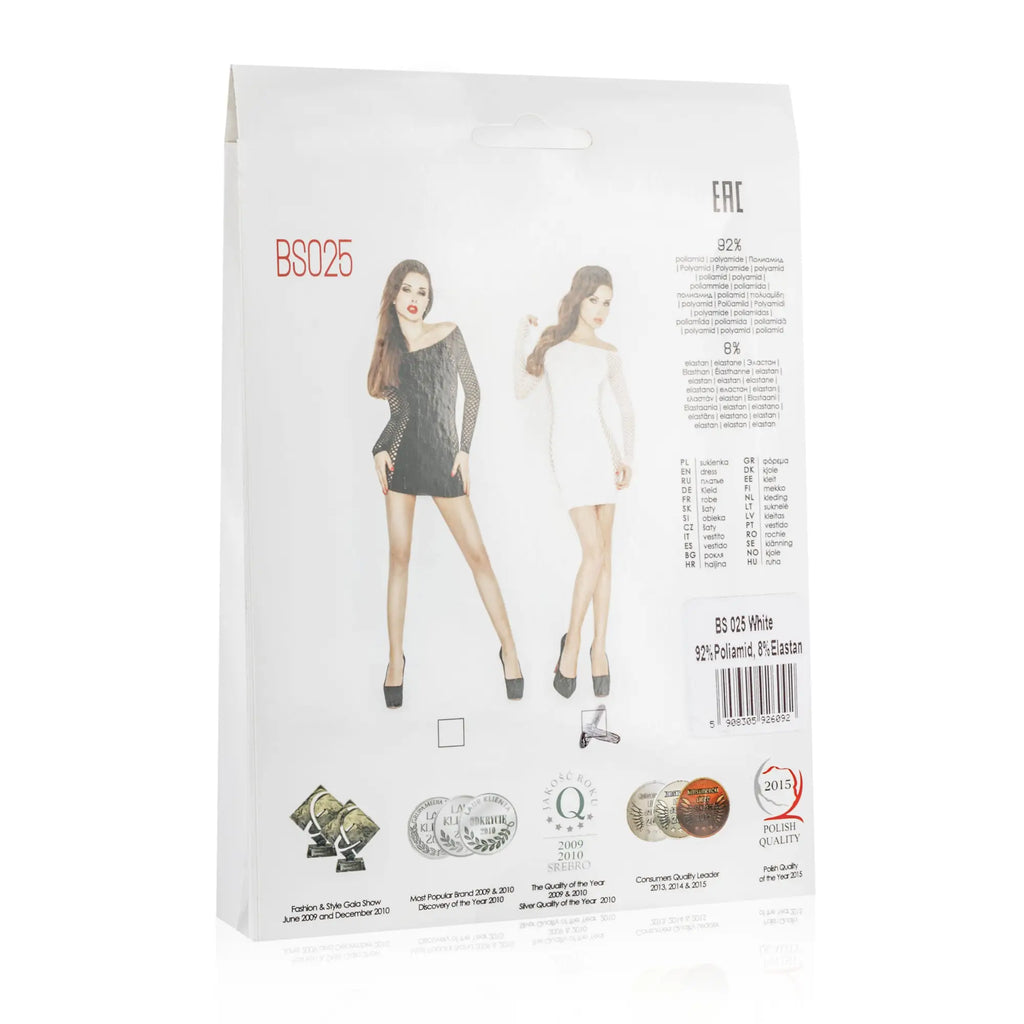 White sewing pattern package for passion lingerie mini dress showing two illustrated women in different styles with mesh sleeves and sides