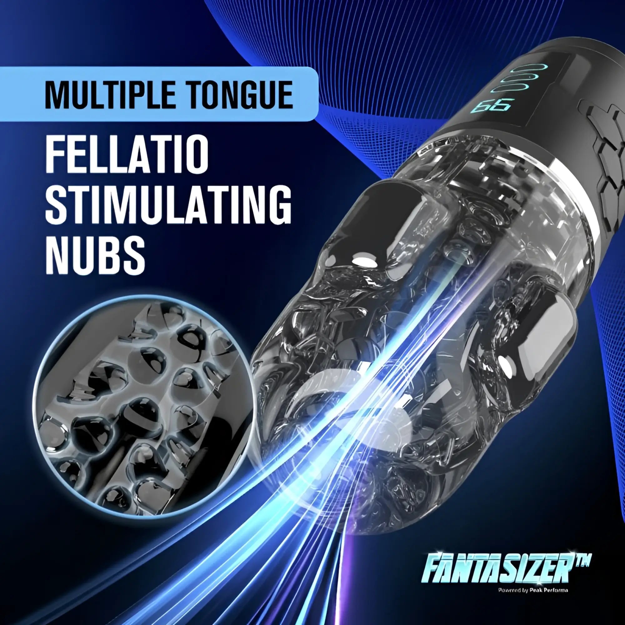Transparent cylindrical black fantasizer hypershaker automatic app controlled lcd masturbator with metallic nubs