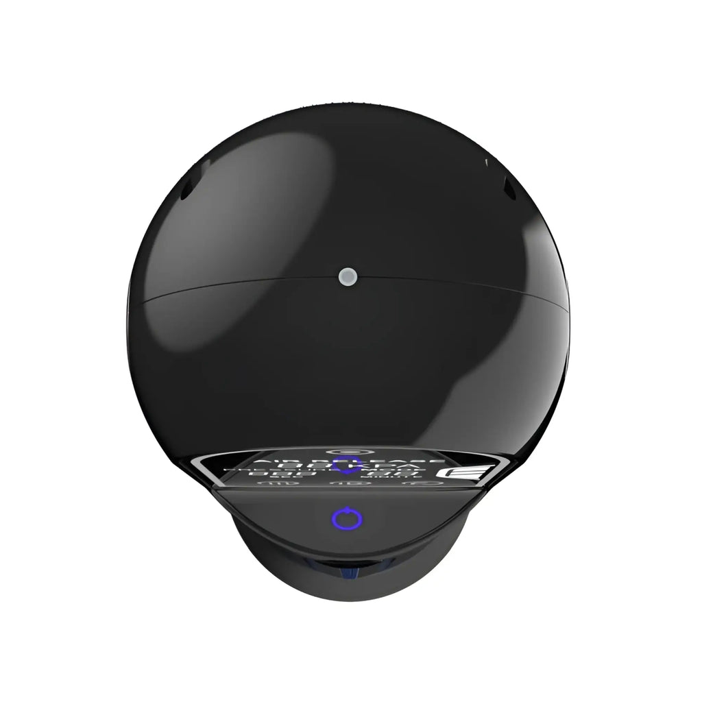 Black spherical smart camera with digital display and blue led indicator from peak performa isp90 curve infrared lcd pump