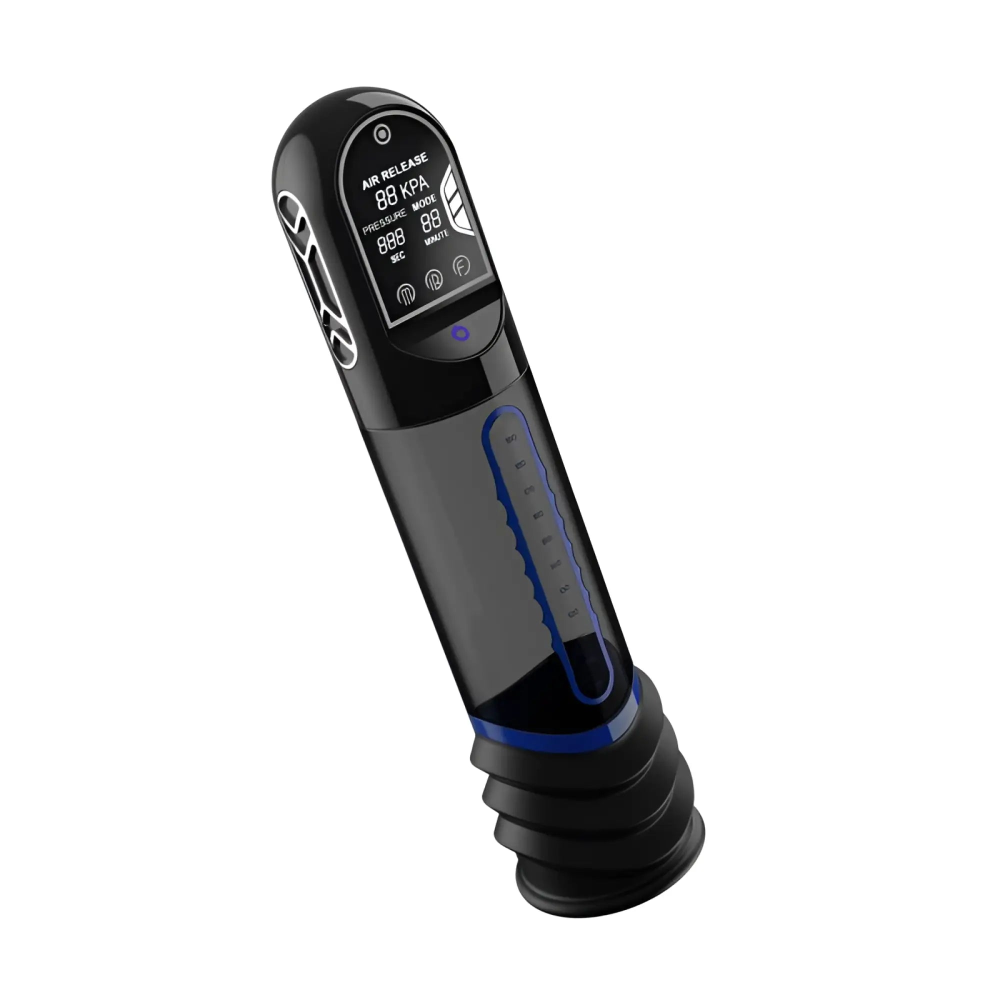Peak performa isp90 curve infrared automatic lcd penis pump in black and blue with digital air release and pressure display