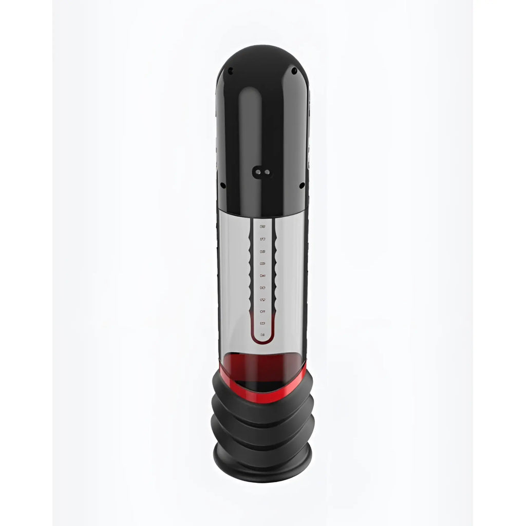 Black and red peak performa isp90 curve infrared automatic lcd penis pump with transparent chamber and measurement markings