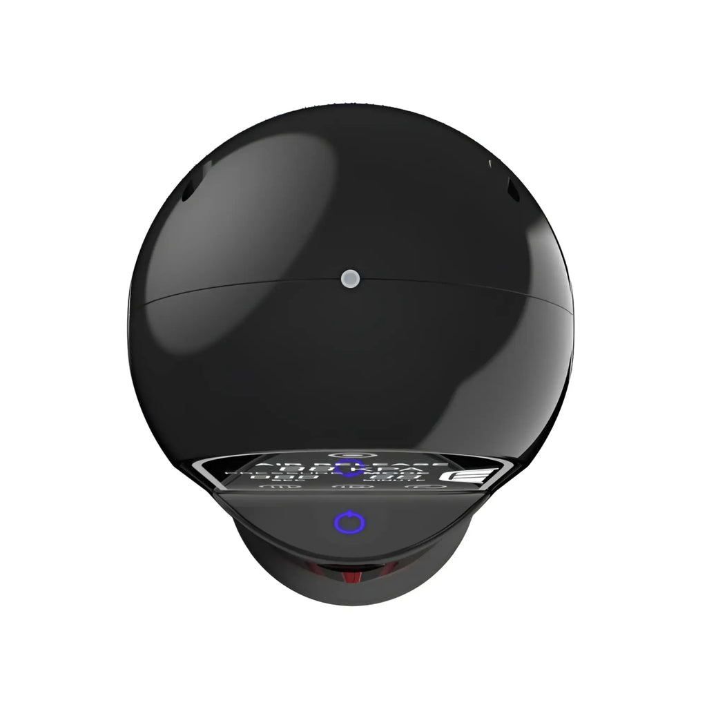 Black spherical Peak Performa ISP90 Curve infrared automatic penis pump with glossy finish and digital LCD display
