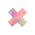 Peekaboo pasties iridescent x pasties with shimmering holographic sticker in pink purple and peach gradient hues