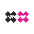 Peekaboo Pasties Spank Me pasties are black and pink x-shaped stickers with white spank me text for playful use