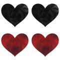 Black and red glittery heart-shaped fabric adhesive patches peekaboo pasties stolen kisses hearts pasties