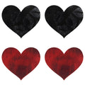 Black and red glittery heart-shaped fabric adhesive patches peekaboo pasties stolen kisses hearts pasties