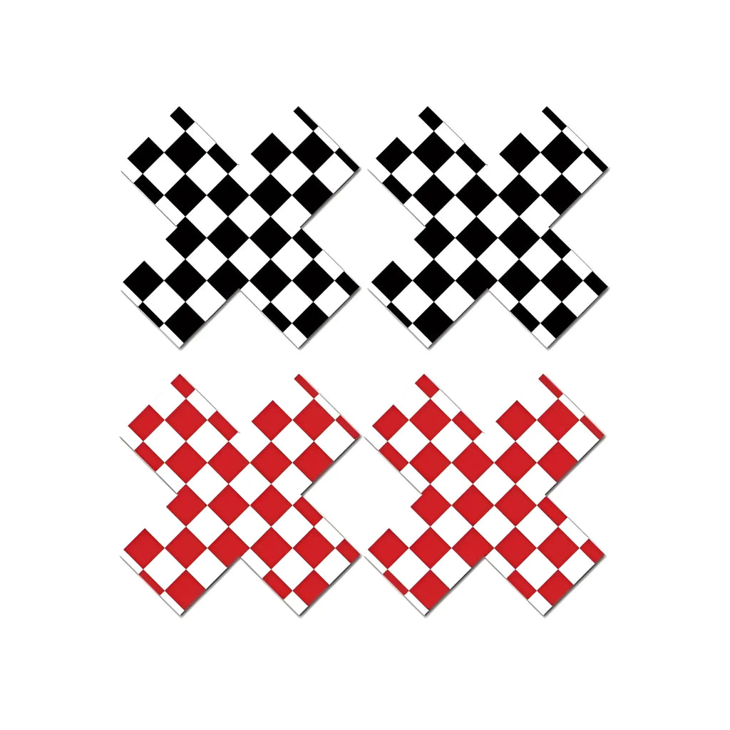 Peekaboo pasties off the wall pasties black and white checkered adhesive patches with red and white matching set