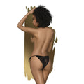 Black lace thong panties with delicate floral patterns and adjustable ties penthouse too hot to be real black l/xl