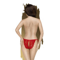 Red lace thong panties with central cutout and side ties in penthouse too hot to be real red lxl
