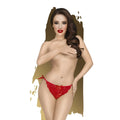 Red lace thong with a bow front from penthouse too hot to be real panties in red m/l for a sexy look