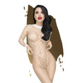 Penthouse scandalous teddy white xl sheer white fishnet bodysuit with long sleeves and high neckline