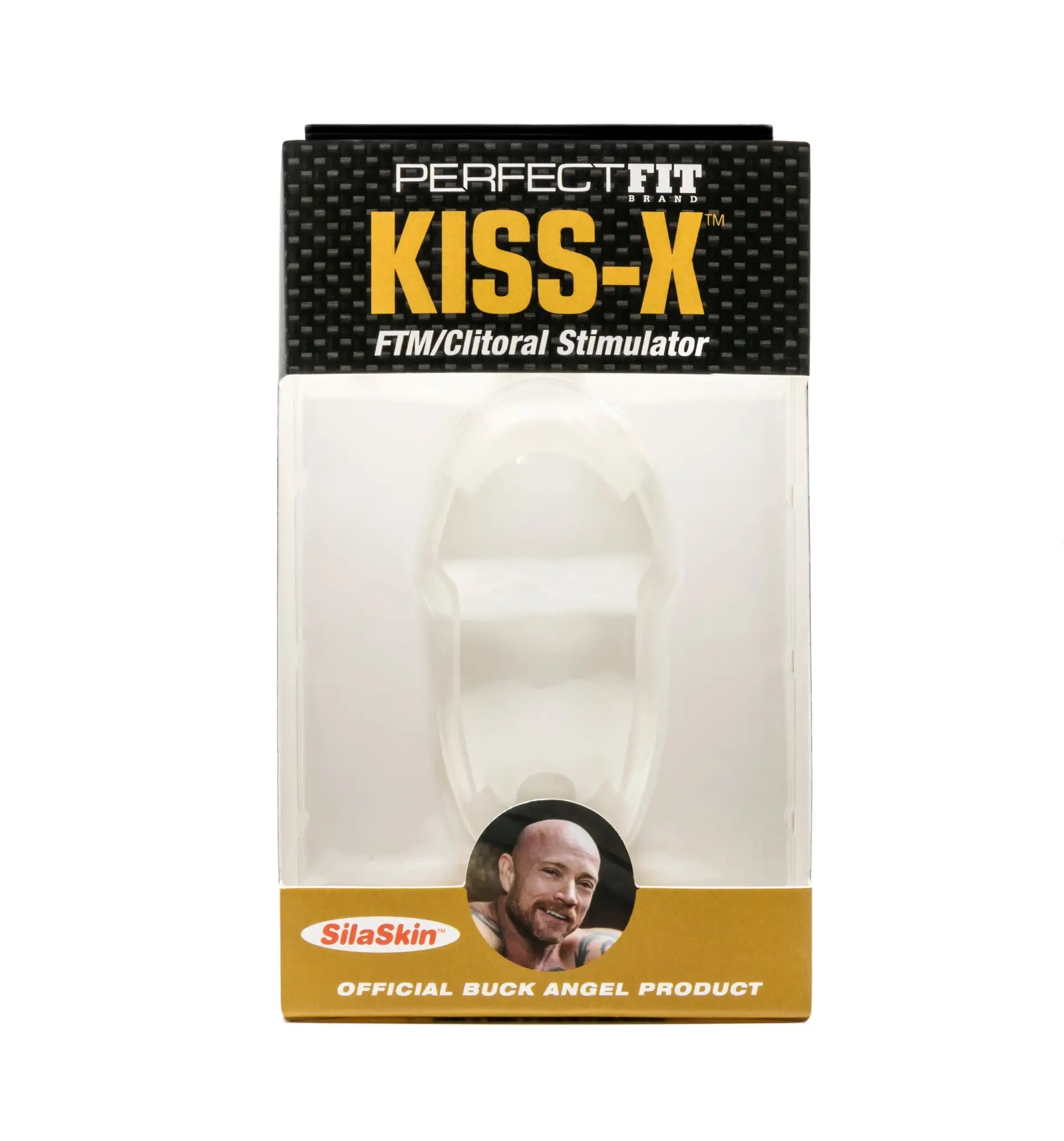 Transparent silicone perfectfit buck angel kissx clear ftm clitoral stimulator in branded packaging