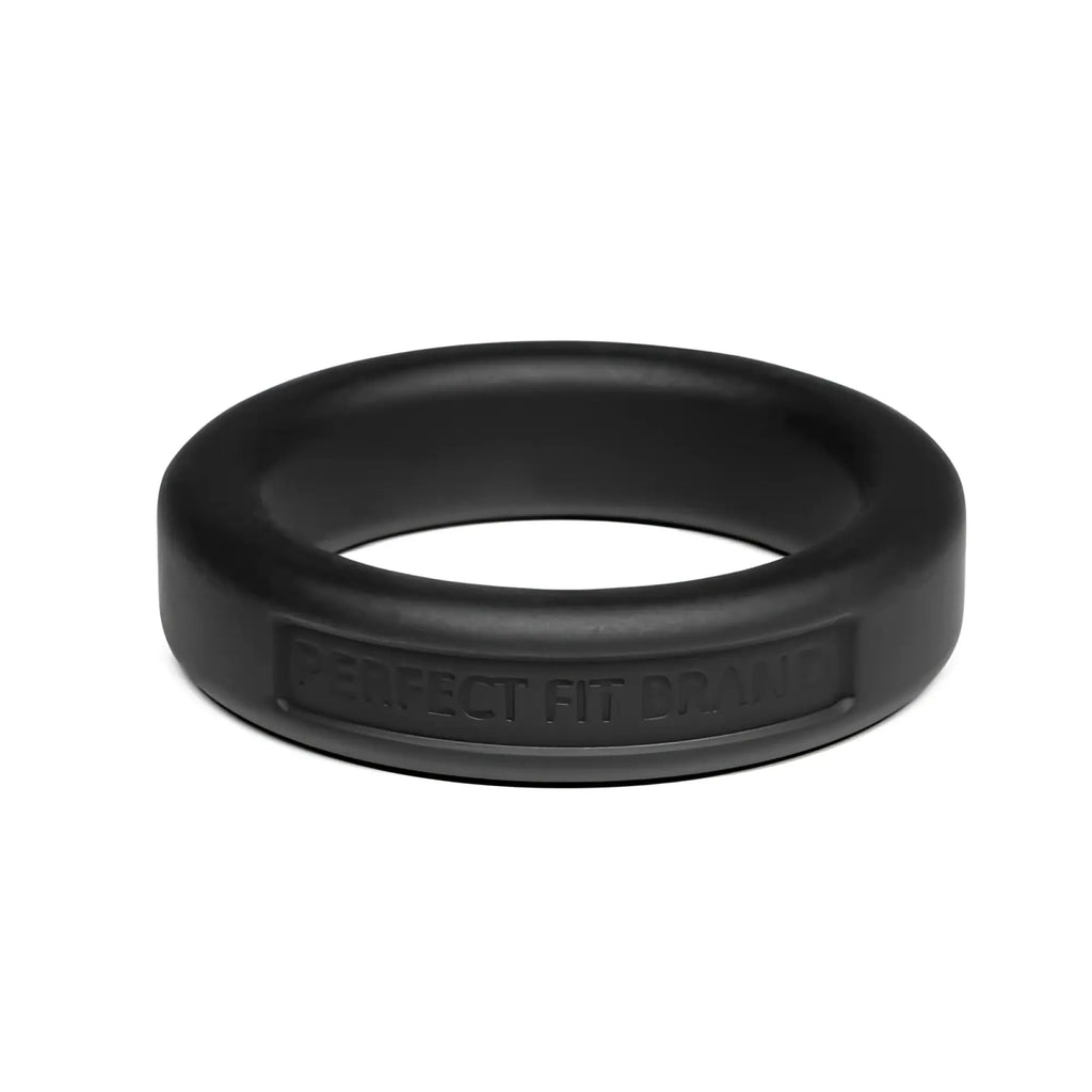 Black silicone perfectfit classic medium stretch penis ring 36mm with perfect fit brand engraving inside band