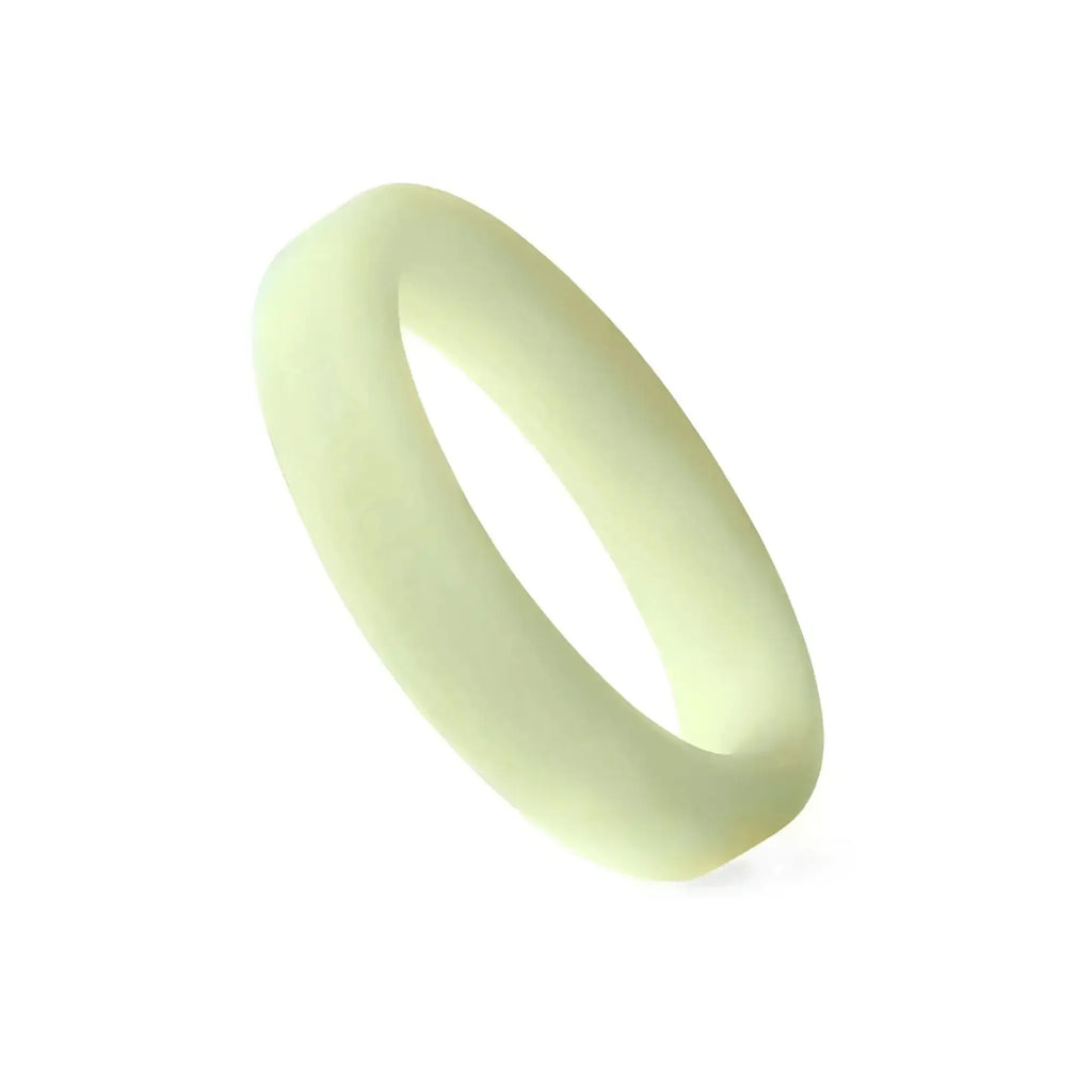 A sleek pale green silicone perfectfit classic medium stretch penis ring with a smooth matte finish