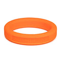Bright orange medium stretch silicone penis ring embossed with PerfectFit brand on the inner band