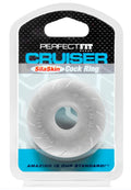 PerfectFit Cruiser Ring 2.5in SilaSkin clear white silicone cock ring with textured ribbed design and cruiser branding