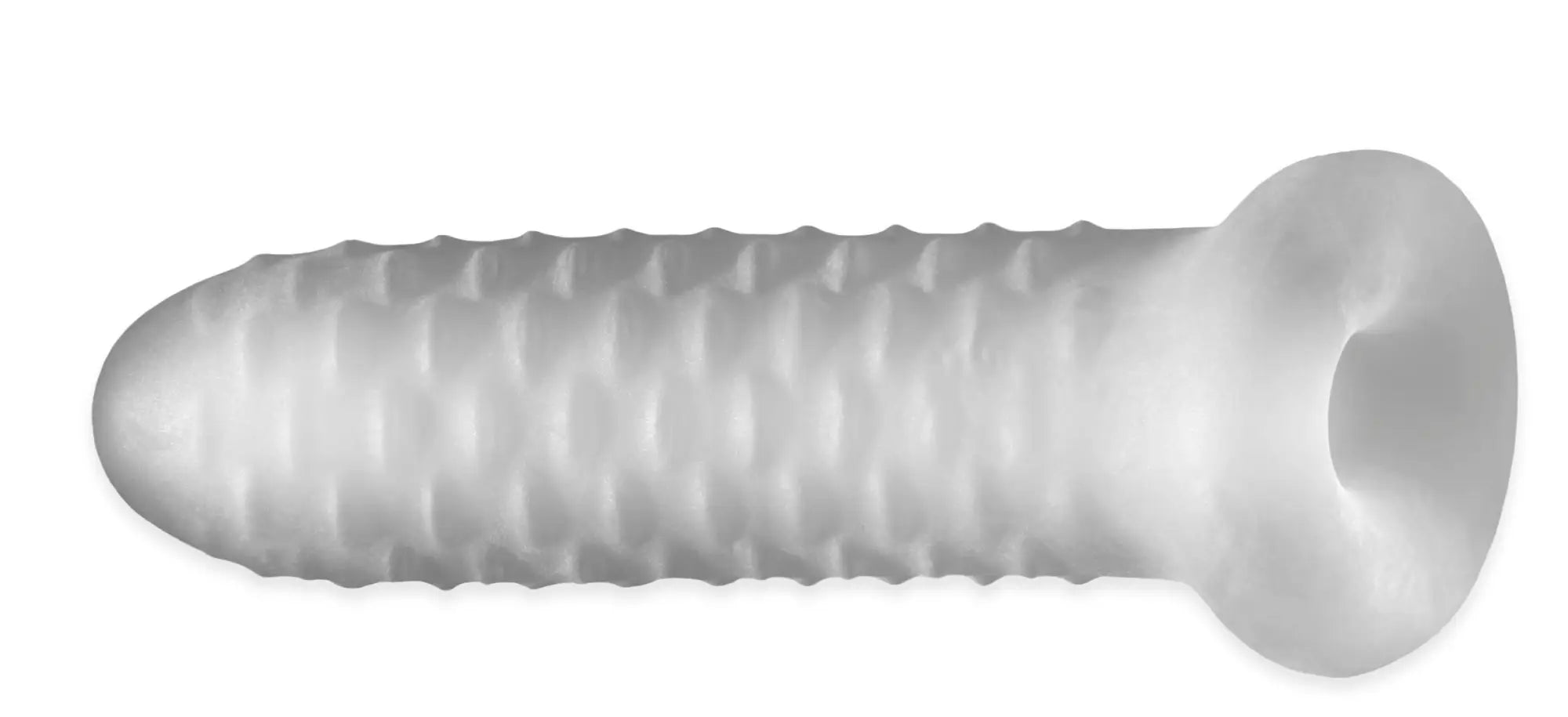 Translucent white plastic screw with textured ribbed body and rounded head for perfectfit fat boy checker plate sheath 5.5in