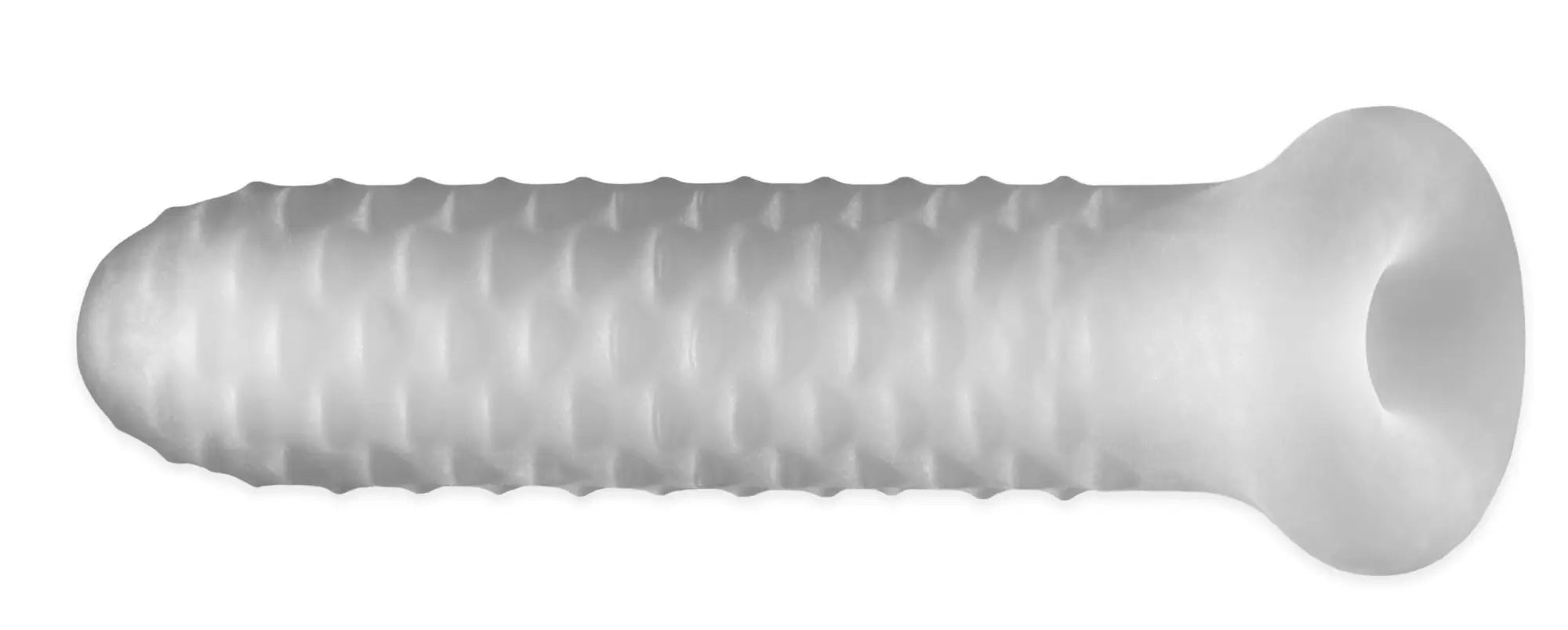 Translucent white silicone screw with textured ribbed body and rounded head for PerfectFit Fat Boy Checker Plate Sheath 6.5in