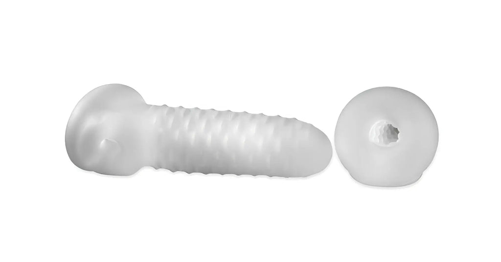 White plastic surgical screw with textured threaded shaft and circular head for perfectfit fat boy checker plate sheath 7.5in