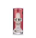 PerfectFit Fat Boy micro rib sheath 5.5in white silicone toy in red and clear cylindrical package
