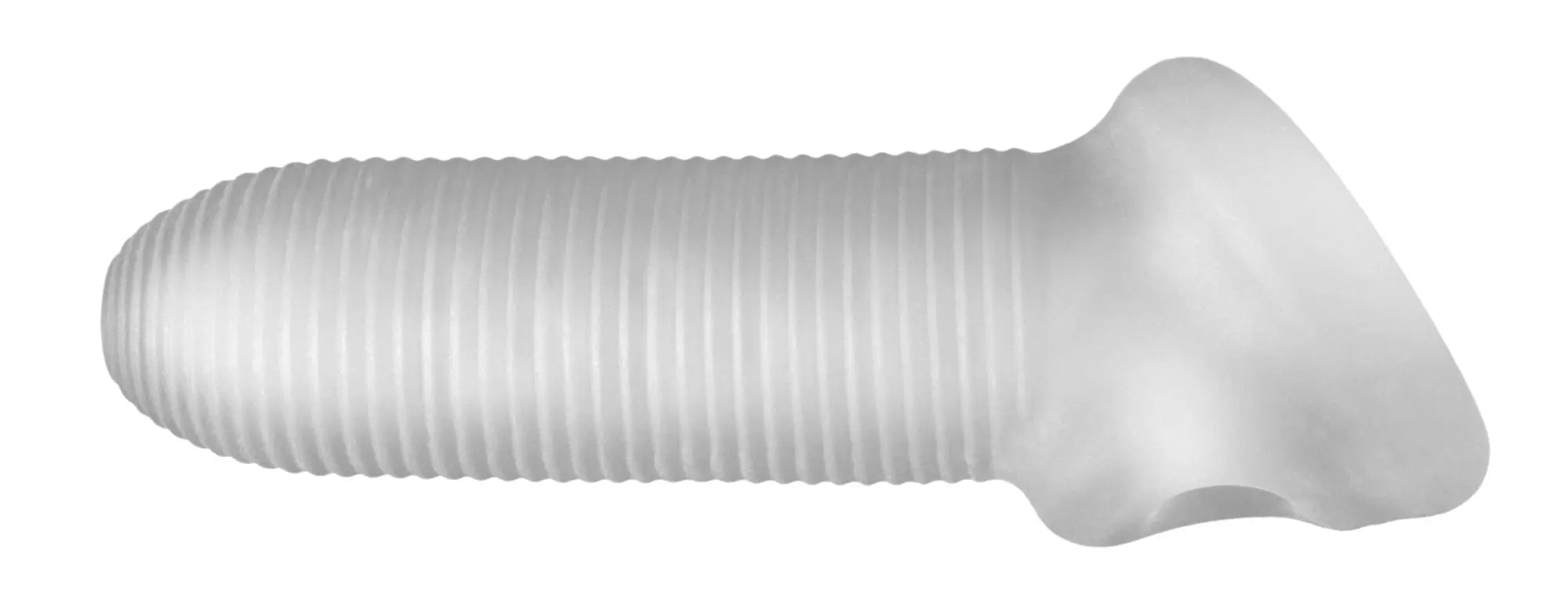 Transparent ribbed plastic condom with a smooth rounded head perfectfit fat boy micro rib sheath 5.5in