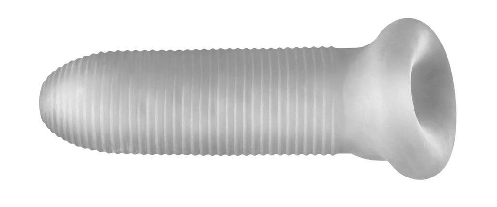 Transparent silicone male masturbator PerfectFit Fat Boy Micro Rib Sheath 5.5in with ribbed texture and rounded head