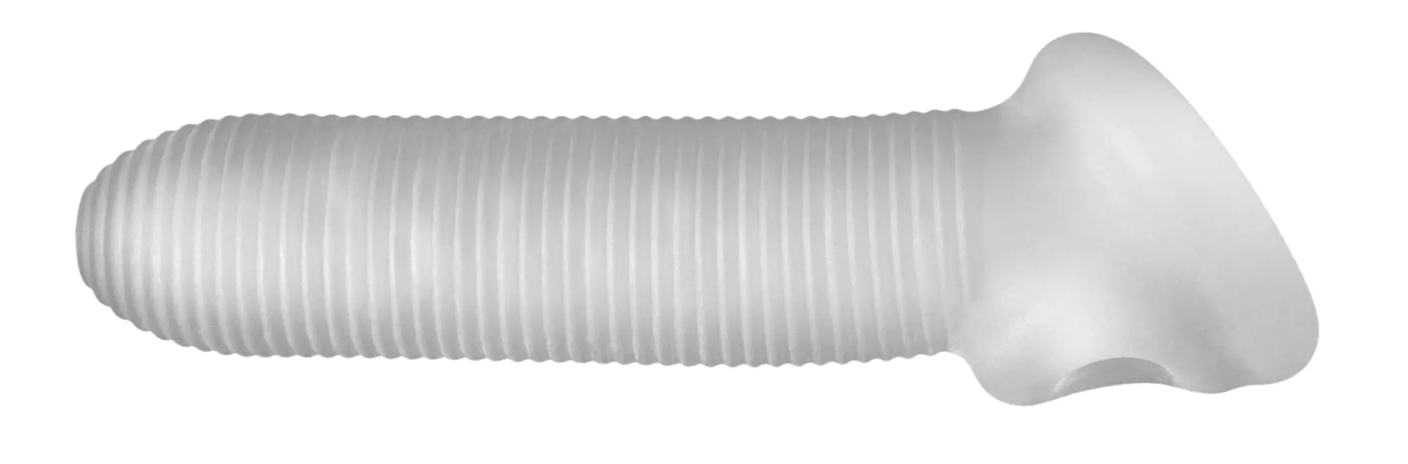 Transparent ribbed silicone condom with a flared rounded head from PerfectFit Fat Boy Micro Rib Sheath 6.5in product