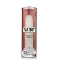 White silicone micro rib sheath in clear tube labeled fat boy by perfect fit for 7.5 inch size