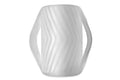 A translucent white ribbed silicone perfectfit male masturbator gripped with two integrated handles and modern design