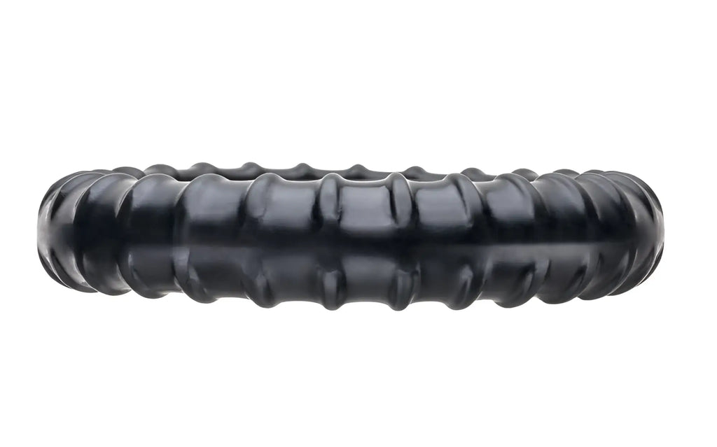 Black PerfectFit ribbed ring foam roller with textured surface for muscle massage and myofascial release