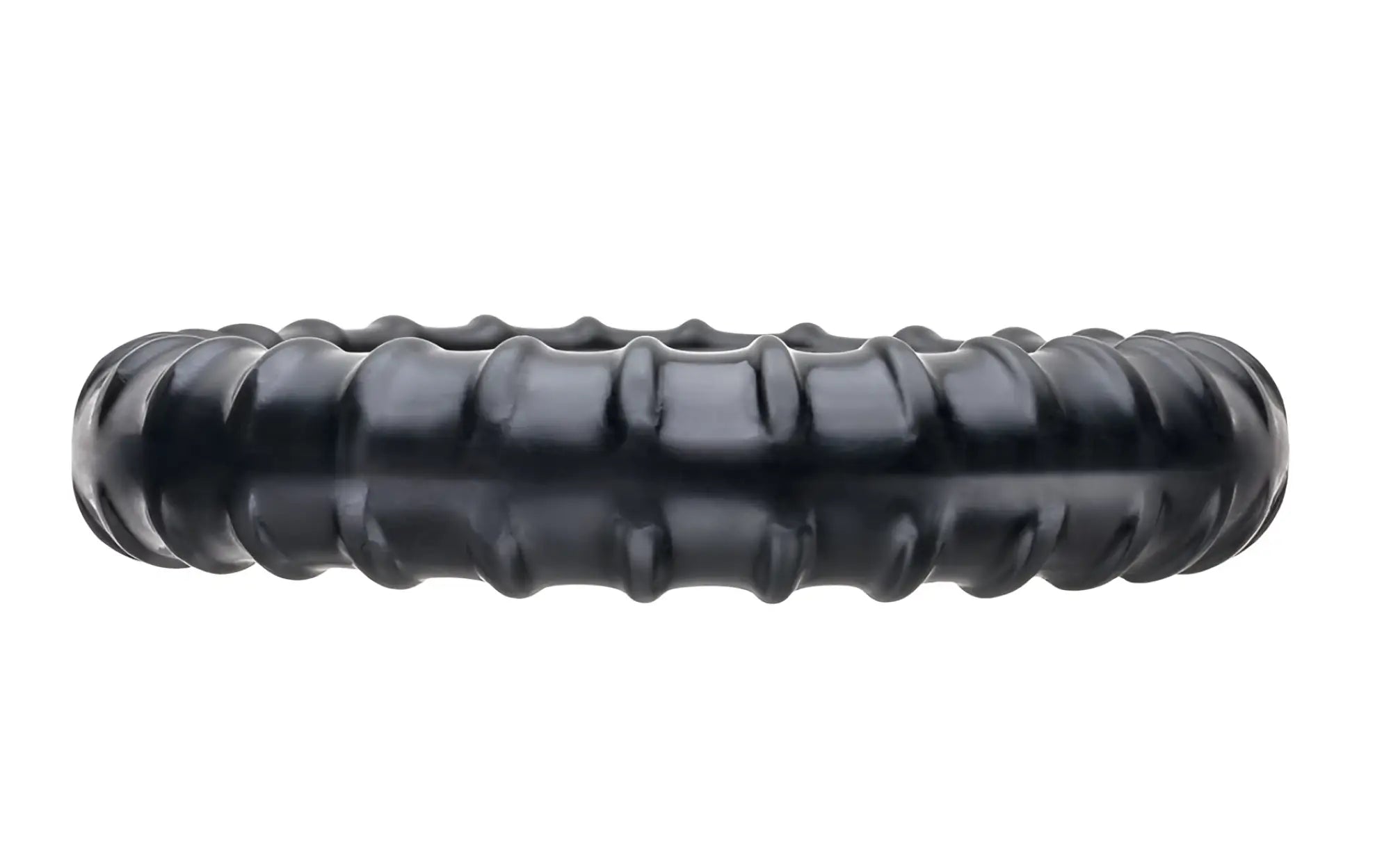 Black PerfectFit ribbed ring foam roller with textured surface for muscle massage and myofascial release
