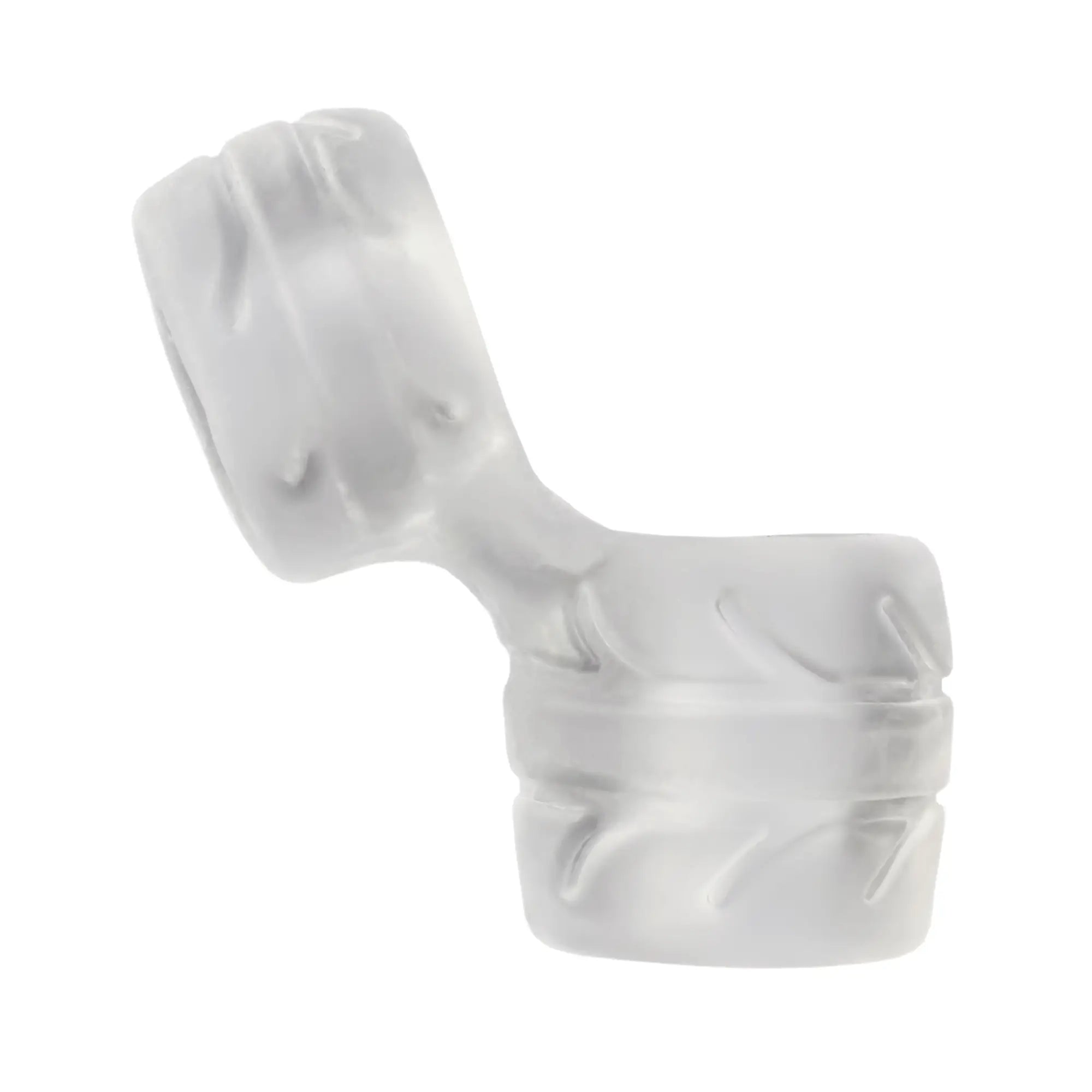 Transparent silicone nasal mask connector with textured ribbed design from perfectfit silaskin cock and ball clear