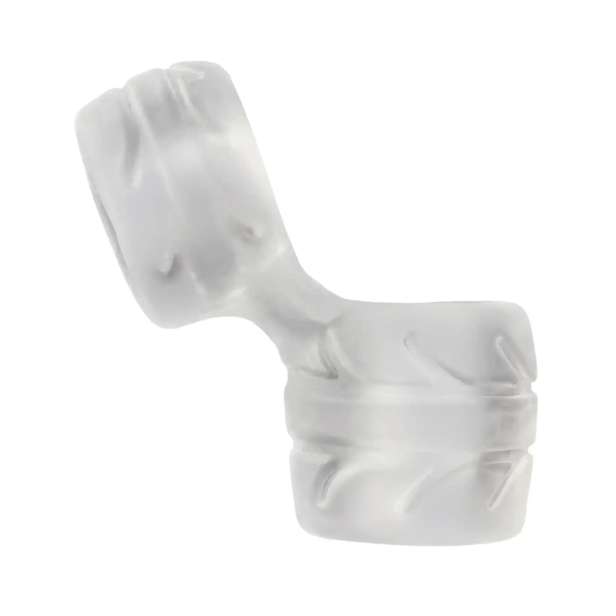 Transparent silicone nasal mask connector with textured ribbed design from perfectfit silaskin cock and ball clear