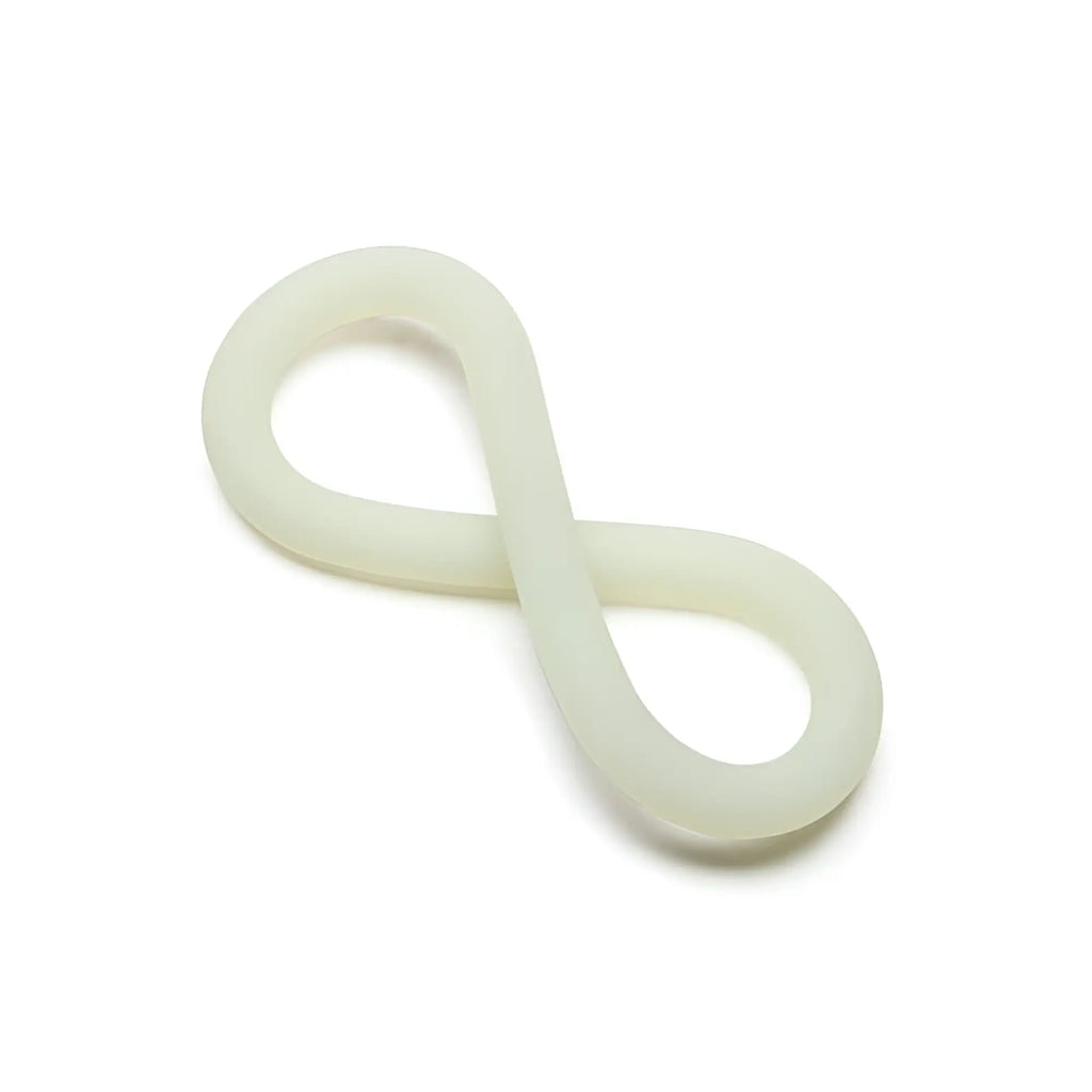 Cream-colored infinity symbol shaped rubber band made of silicone from perfectfit hefty wrap ring 229mm glow in the dark